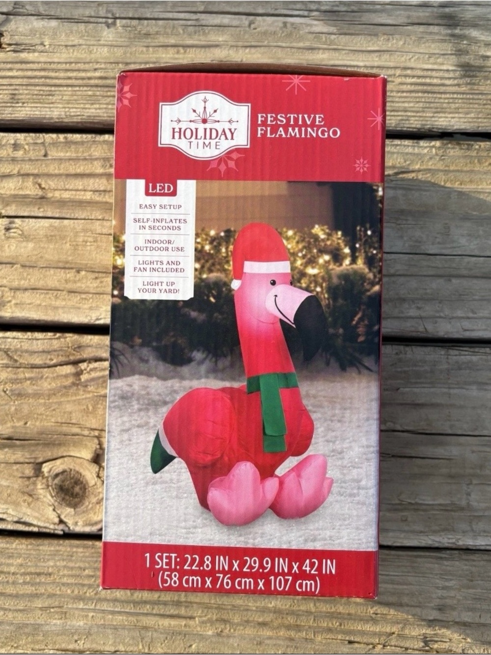 Holiday Time Pink & Red LED Festive Flamingo Inflatable 3.5 feet tall